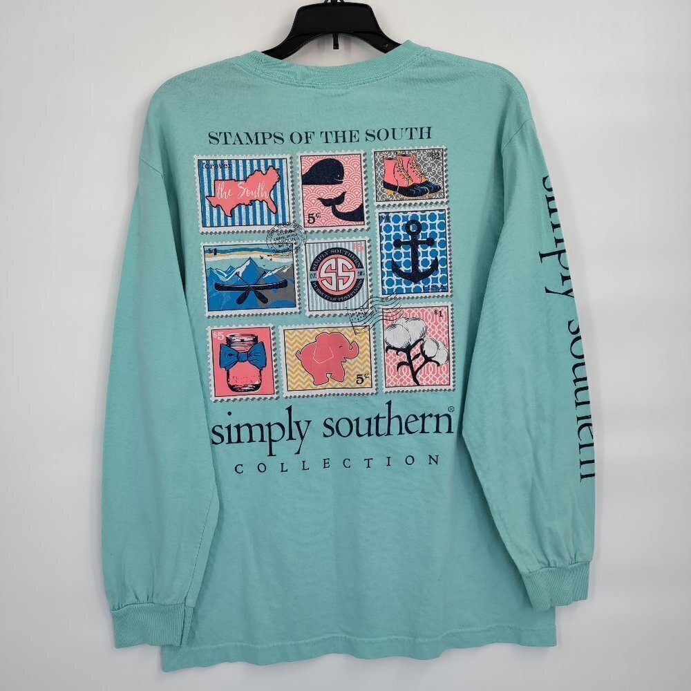 Simply Southern Stamp of the South Crewneck Tees Long Sleeve Top Medium Women